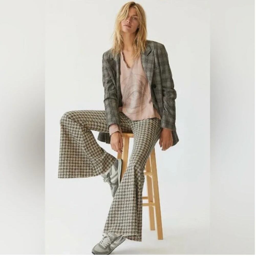 Free People We The Free Just Float On Flare Houndstooth Jeans Size 31 Rare HTF